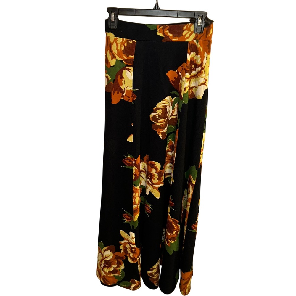 Vintage Dice Black Floral maxi Skirt Women's Size Small festival